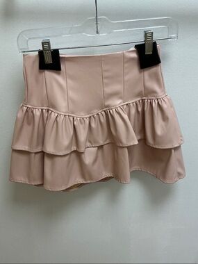 FAUX LEATHER SKIRT - PINK